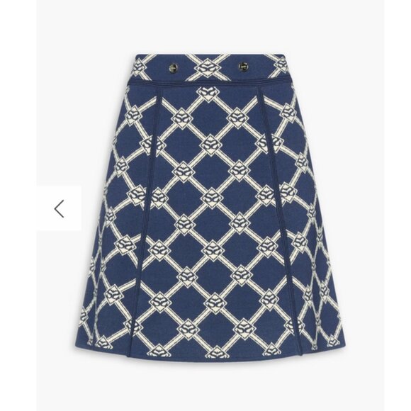 Ultra Rare Sandro Madere Logo Pattern A-line knitted skirt with jacquard - Picture 7 of 8